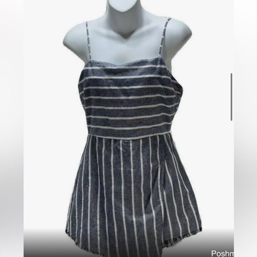 American threads blue and white striped denim (ish) romper